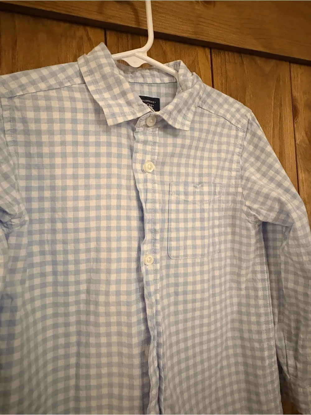 Light Blue Gingham Button-Down Shirt for Boys